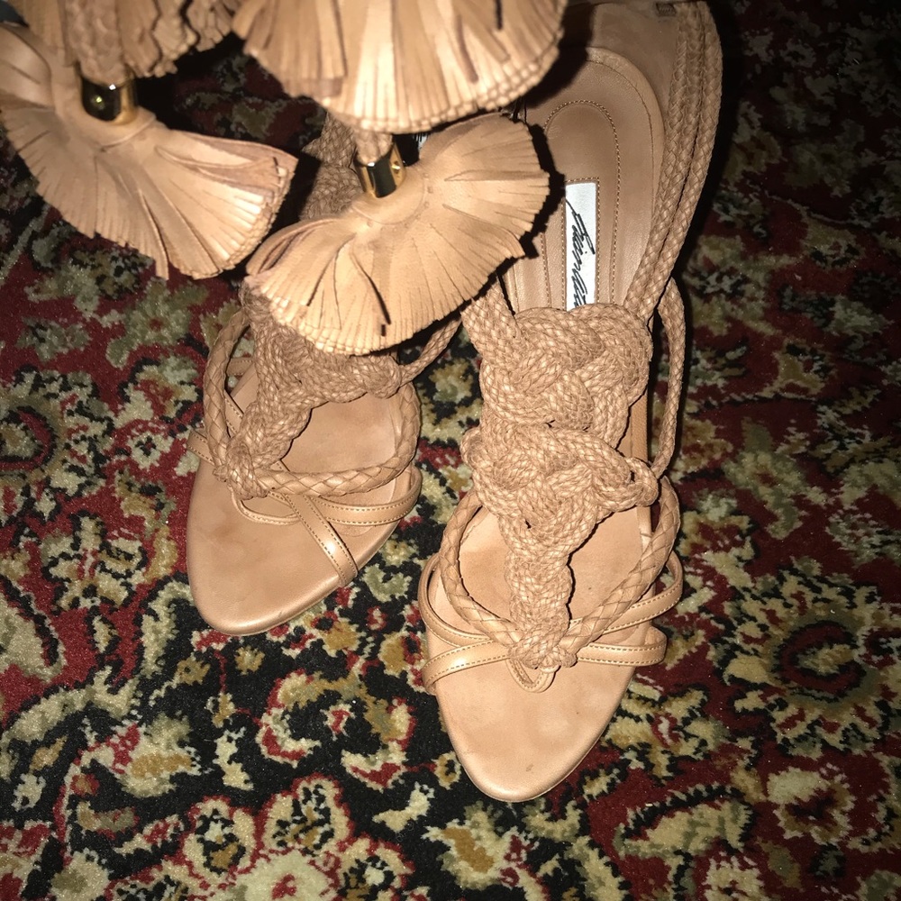 Brian Atwood brown tan sandal pumps Yuna